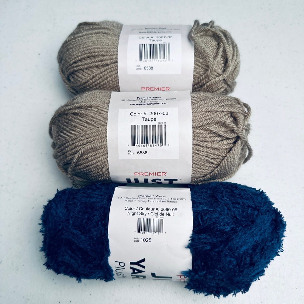 Premier Just Active Taupe & Just Yarn Plush Night Sky Bundle 3 Skeins - Picture 3 of 4